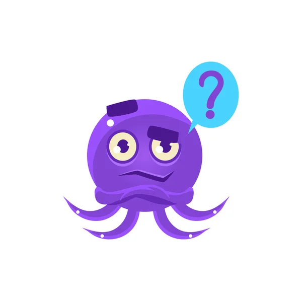 Vicces Octopus Raising szemöldök Emoji — Stock Vector