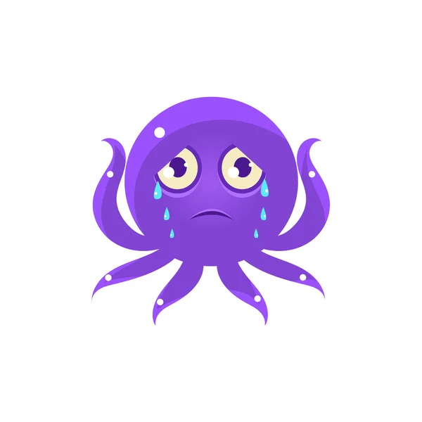 Huilen grappig Octopus Emoji — Stockvector