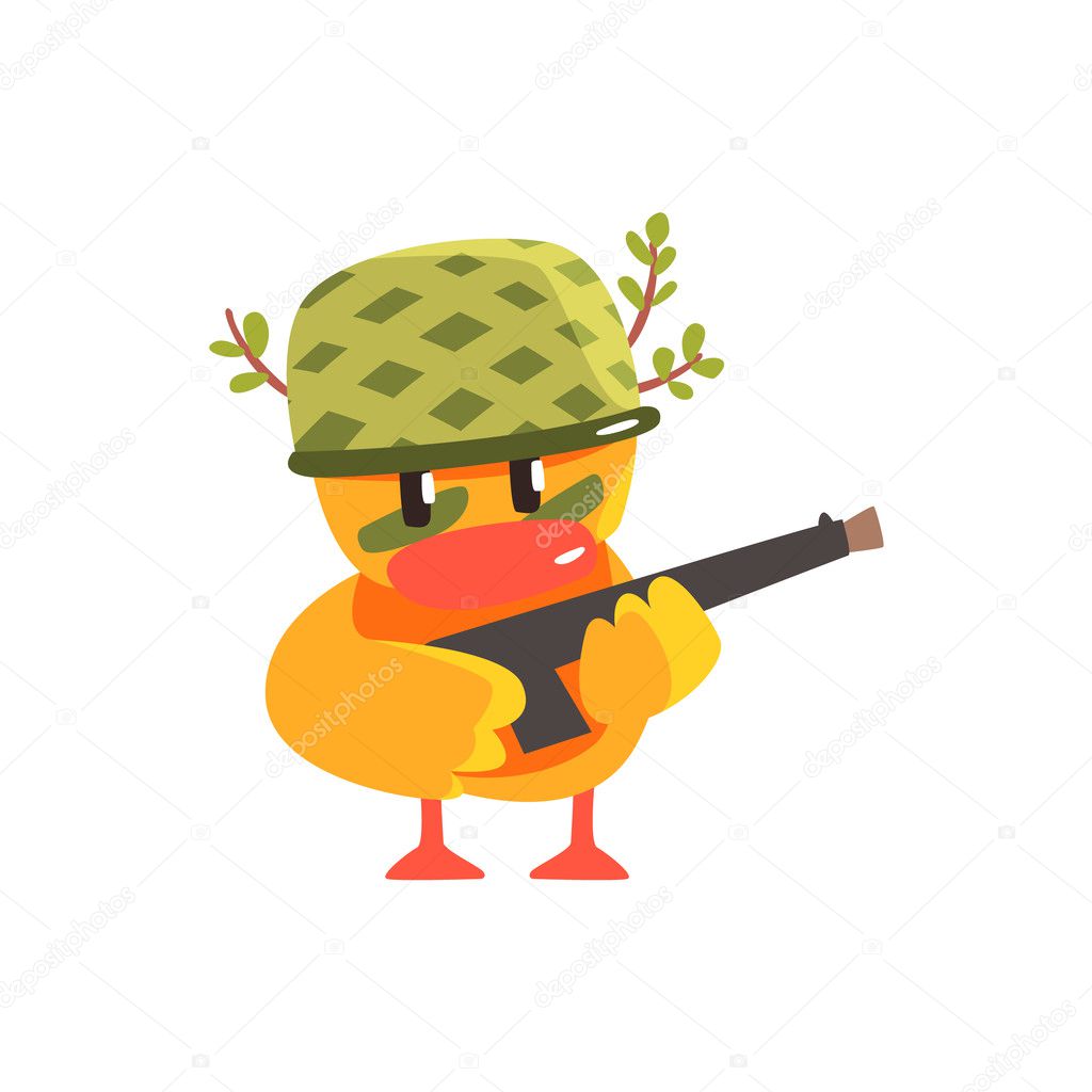 Duckling Soldier Cute Character Sticker
