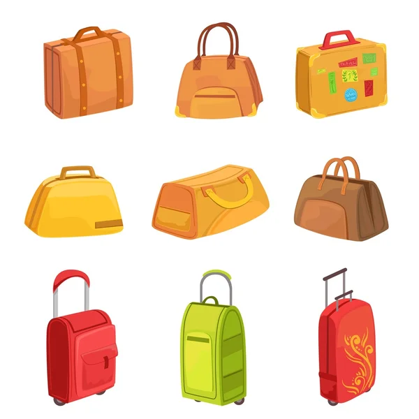 Koffers en tassen van andere Bagage Set van pictogrammen — Stockvector