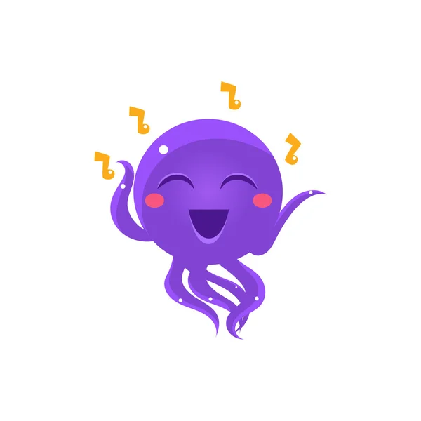 Tanzen und singen lustige Oktopus-Emojis — Stockvektor