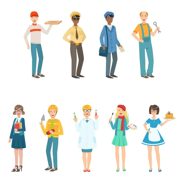 People With Different Professions In Classic Outfits Collection. — Stock Vector