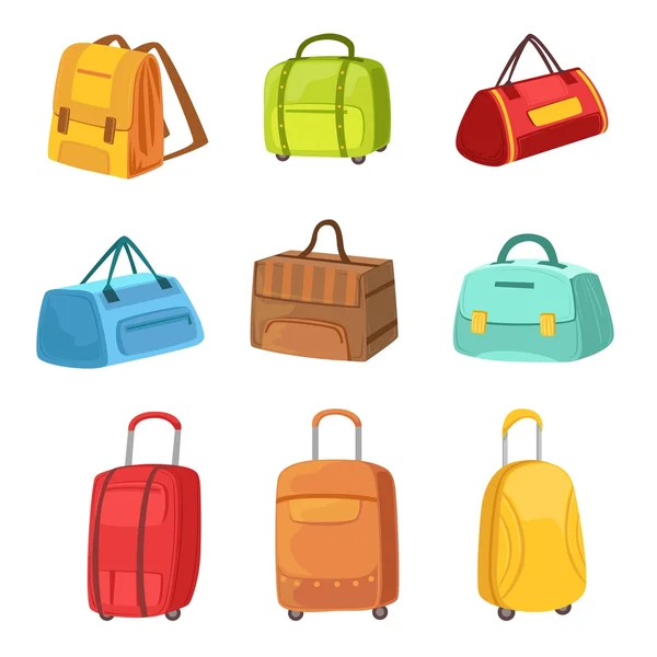 Maletas y otras bolsas de equipaje Conjunto de iconos — Archivo Imágenes Vectoriales
