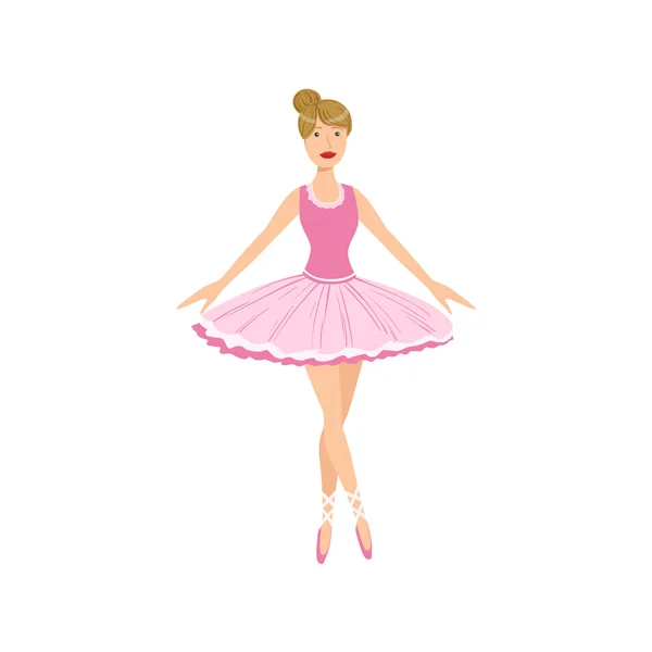 Balleria in rosa Tutu beim Auftritt — Stockvektor