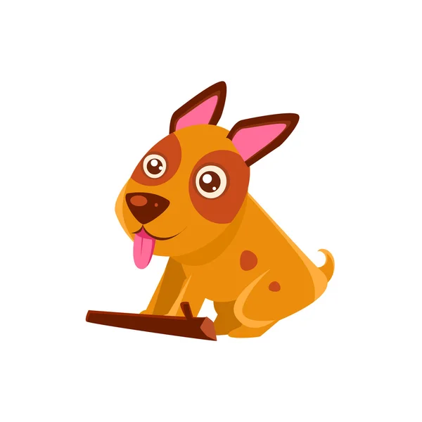 Linda caricatura perro marrón feliz. Ilustración vectorial vector