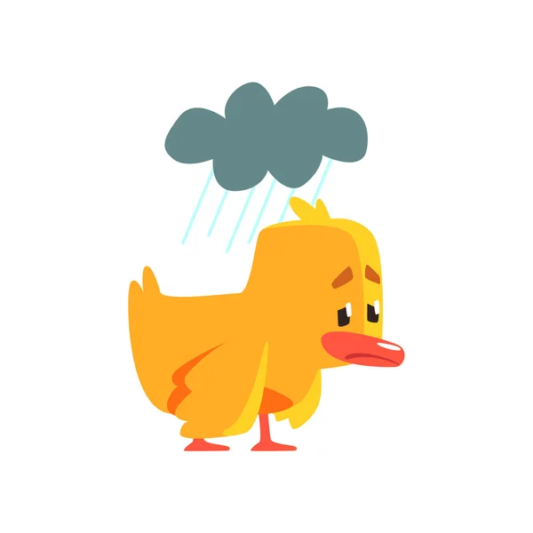 Duckling Under The Weather Cute Character Sticker - Stok Vektor