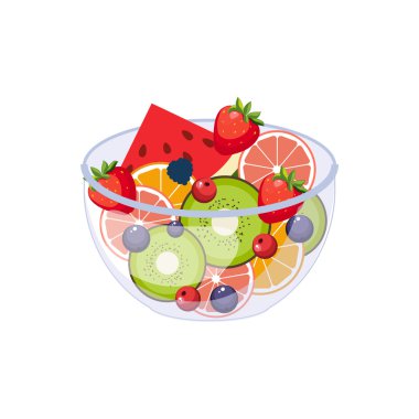 Meyve salatası kahvaltı gıda öğesi izole simgesi