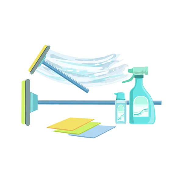 Venster wassen van huishoudelijke apparatuur Set — Stockvector
