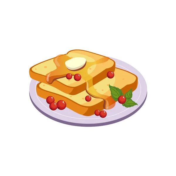 Toasts With Butter Breakfast Food Element Isolated Icon — Stockový vektor