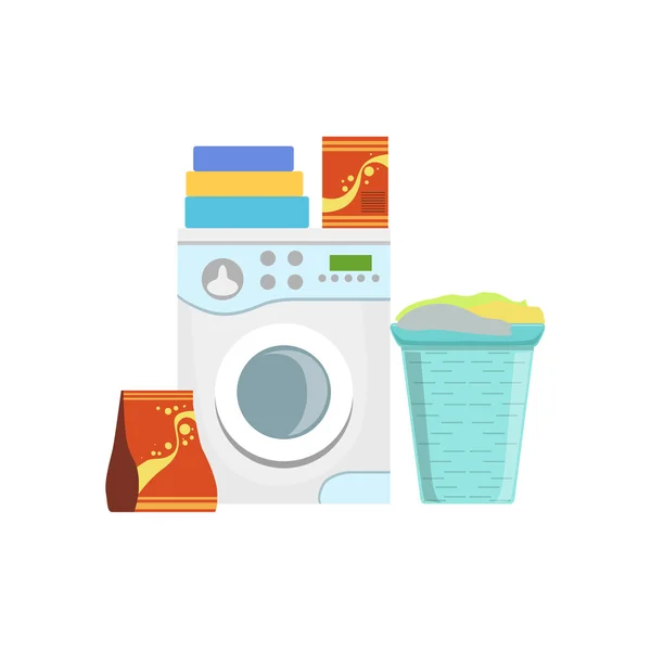 Clothes Washing Household Equipment Set — Stock vektor