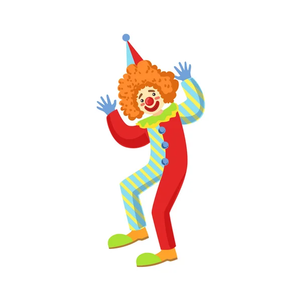 Colorful Friendly Clown Performing In Classic Outfit — Stock Vector
