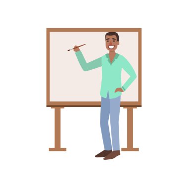 Adam boyama üzerine yağlıboya, yaratıcı kişi illüstrasyon