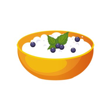 Süzme peynir Blueberry ile bir kase, süt bazlı ürün yalıtılmış simgesi