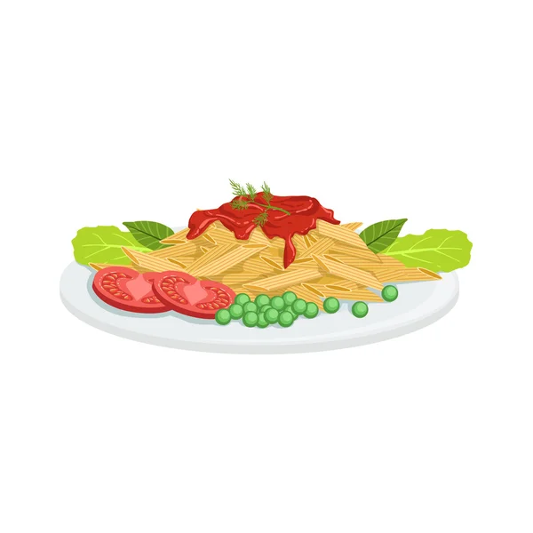 파스타 요리 유럽 음식 메뉴 항목 자세한 그림 — 스톡 벡터