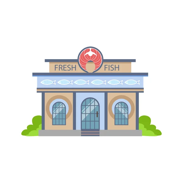 Fresh Fish Shop Commercial Building Facade Design — Stockový vektor