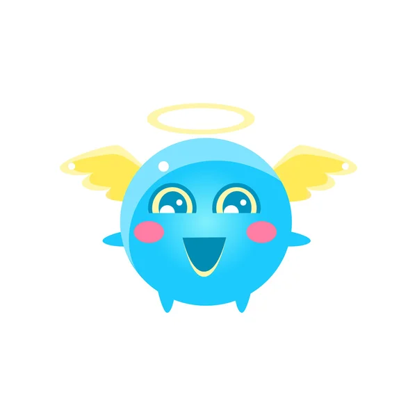 Angel Round Character Emoji — ストックベクタ