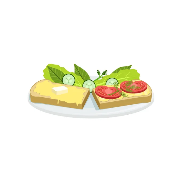 Bruschetta Cocina Europea Menú de Comida Ítem Ilustración detallada — Vector de stock