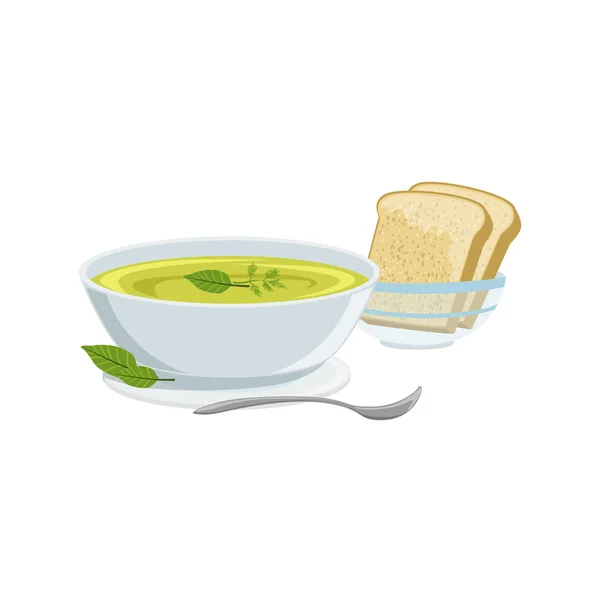 Soup European Cuisine Food Menu Item Detailed Illustration — Stock vektor