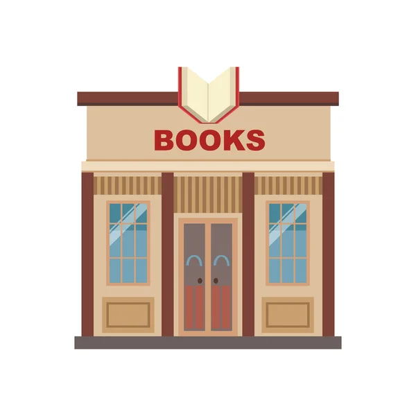 Book Shop Commercial Building Facade Design — Stock Vector