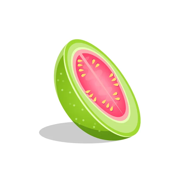 Pink Guava Fruit Cut In Half Bright Icon — Stockový vektor