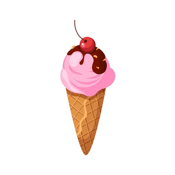 Scoop Of Ice-cream In A Cone Milk Based Product Isolated Icon — Stockový vektor