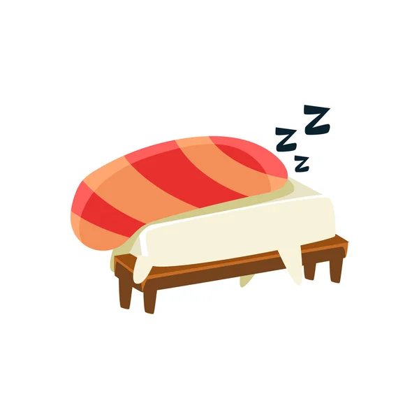 Sleeping Funny Maki Sushi Character — Stockový vektor