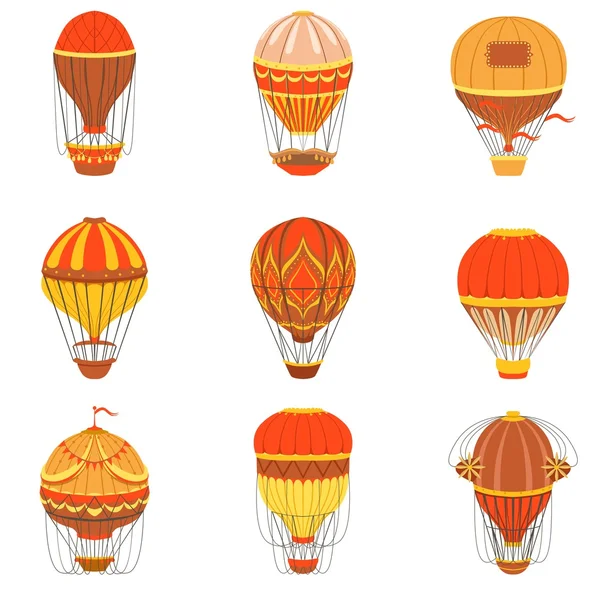 Conjunto de balões de ar quente retro — Vetor de Stock