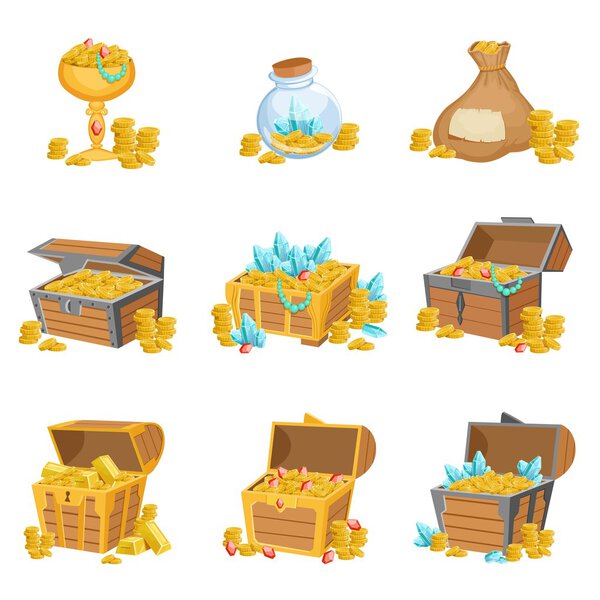 Treasure and Riches Set Of Graphic Design Elements
