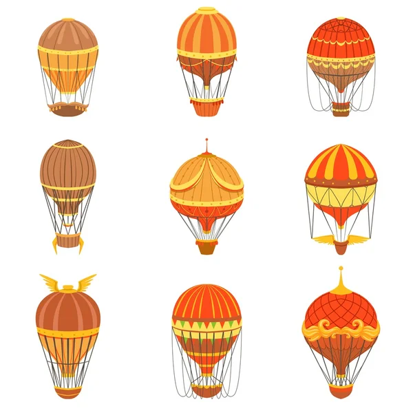 Set de globos de aire caliente vintage — Vector de stock
