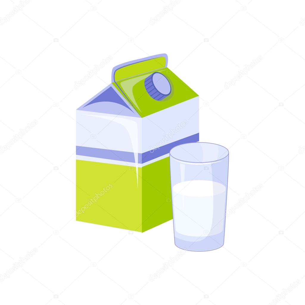 Carton And Glass Of Milk,  Based Product Isolated Icon