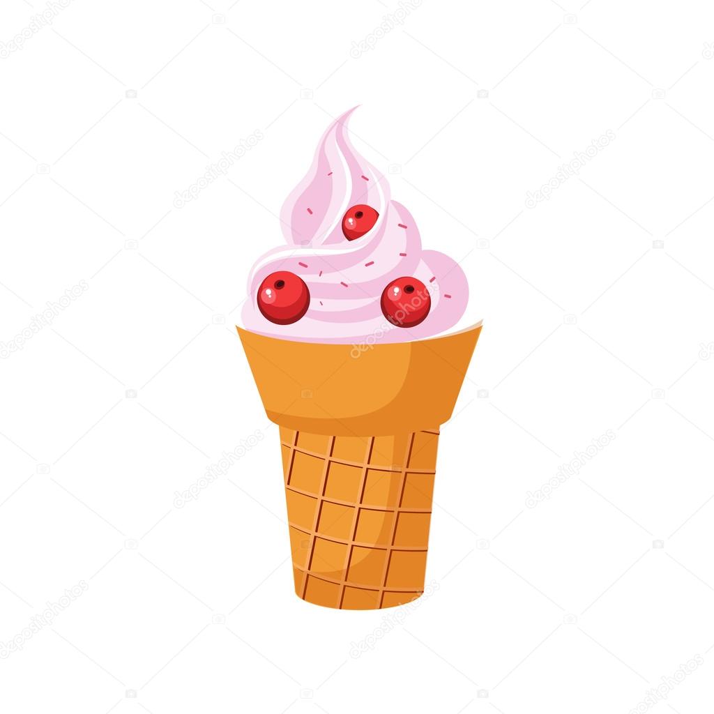 Soft Serve Ice-Cream In Cone, Milk Based Product Isolated Icon
