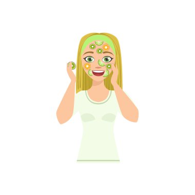 Woman Doing Mask With Citrus Slices   clipart