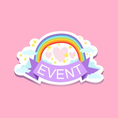 Event Template Label With Rainbow and hearts clipart