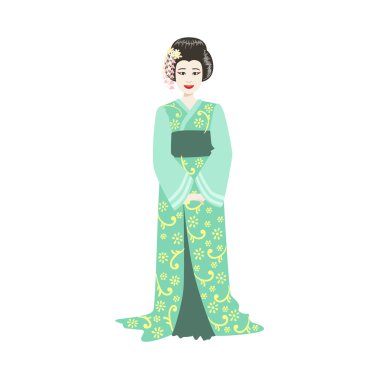 Turkuaz Kimono Japon geyşa