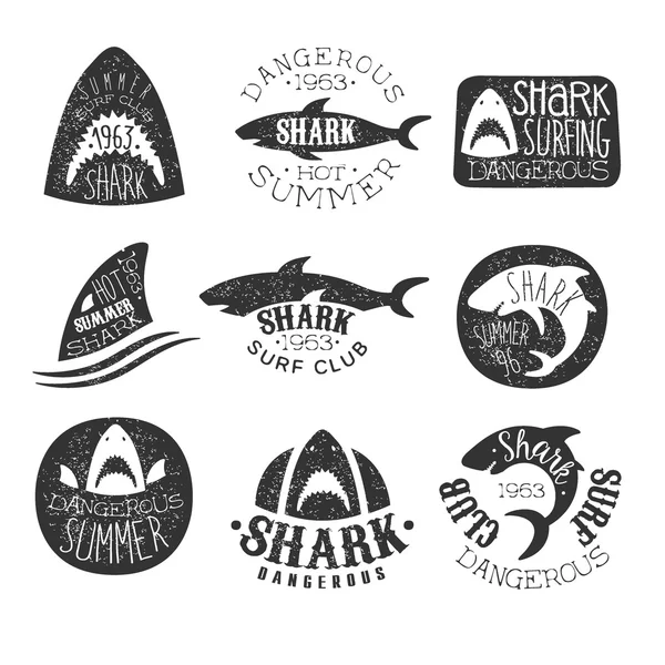 Shark Surf Club Logo Set — Vector de stock