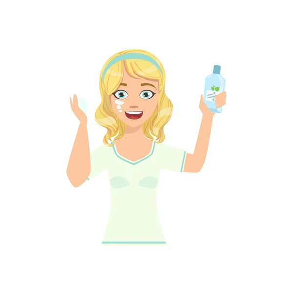 Woman Applying Lotion — Stock Vector