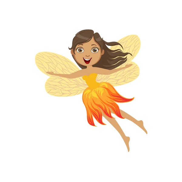 Cute Fire Fairy Girly Cartoon Character — ストックベクタ