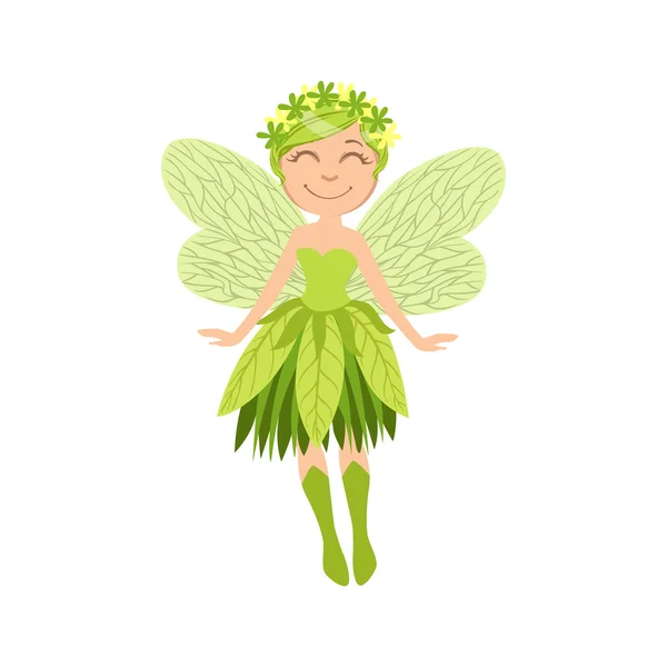 Cute Forest Fairy Girly Cartoon Character — Stock Vector