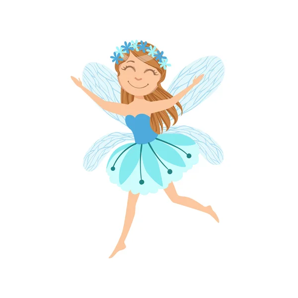 Cute Fairy With Chaplet Girly Cartoon Character — Stock Vector