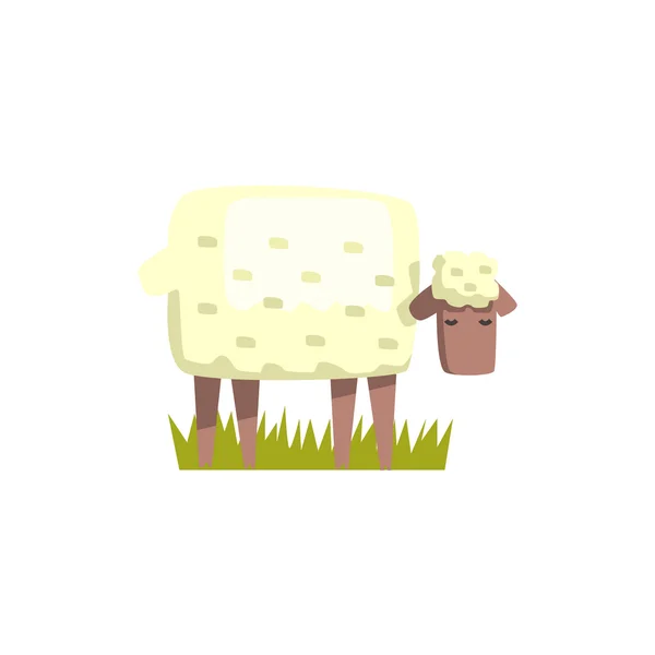 Koyun oyuncak çiftlik hayvan sevimli etiket — Stok Vektör