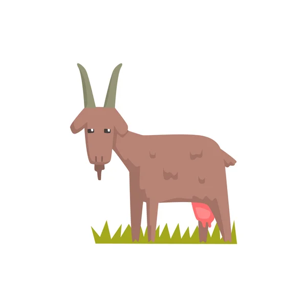 Grey Goat Toy Farm Animal Cute Sticker — Stock Vector