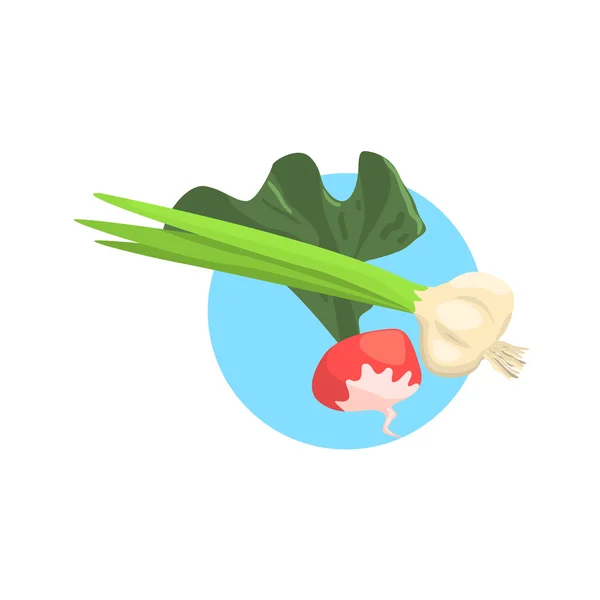 Onion And Radish Farm Product Colorful Sticker — ストックベクタ