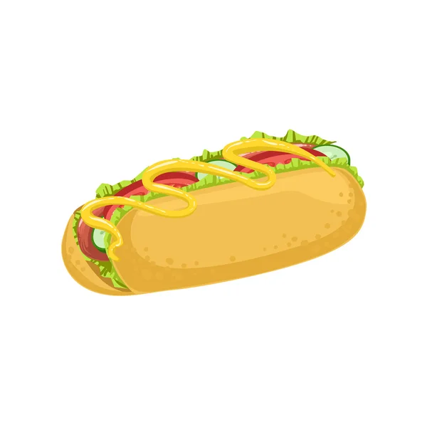 Hot Dog Street Food Menu Item Realistic Detailed Illustration — Stock vektor