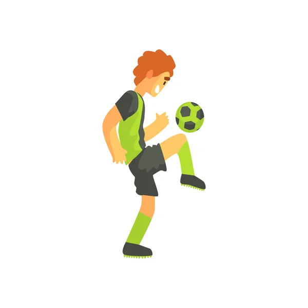足球运动员与球在膝盖上孤立图 — 图库矢量图片