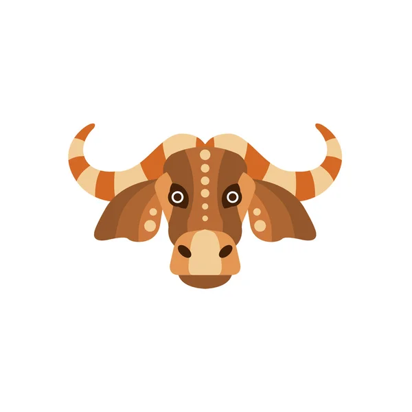 Zebu Bull African Animals Stylized Geometric Head — Stock Vector