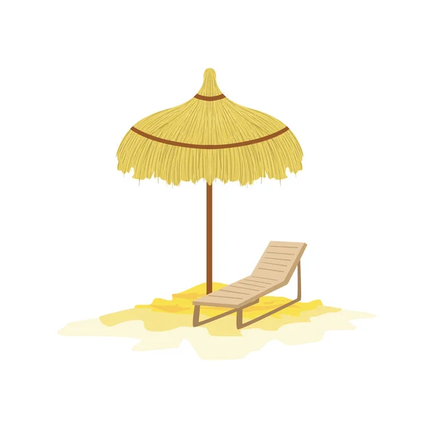 Umbrella And Sunbed Hawaiian Vacation Classic Symbol — ストックベクタ
