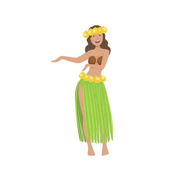 Girl Dancing Hula Hawaiian Vacation Classic Symbol — Stockový vektor