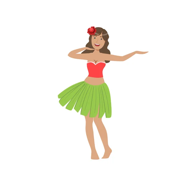 女子在跳草裙舞夏威夷度假经典象征 — 图库矢量图片