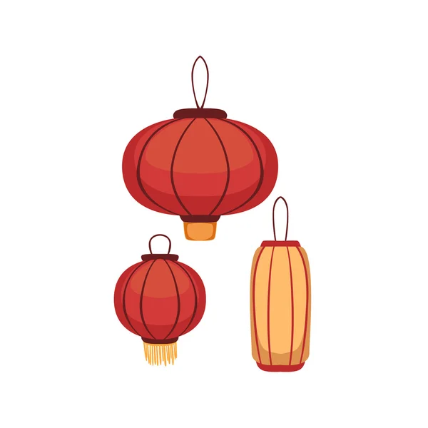 Paper Lanterns Japanese Culture Symbol — Stock vektor