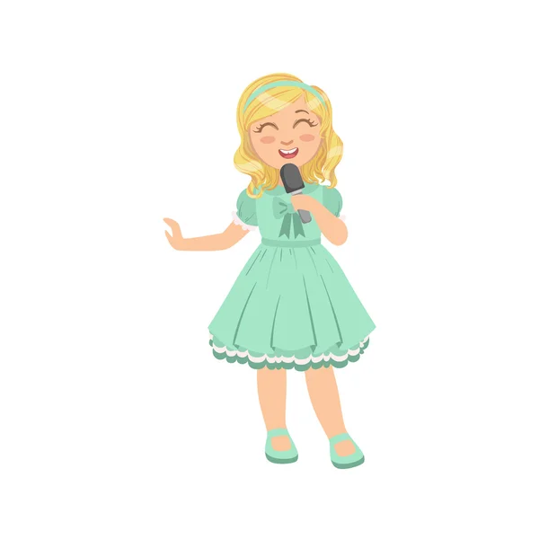Blondýnka zpívá karaoke — Stockový vektor
